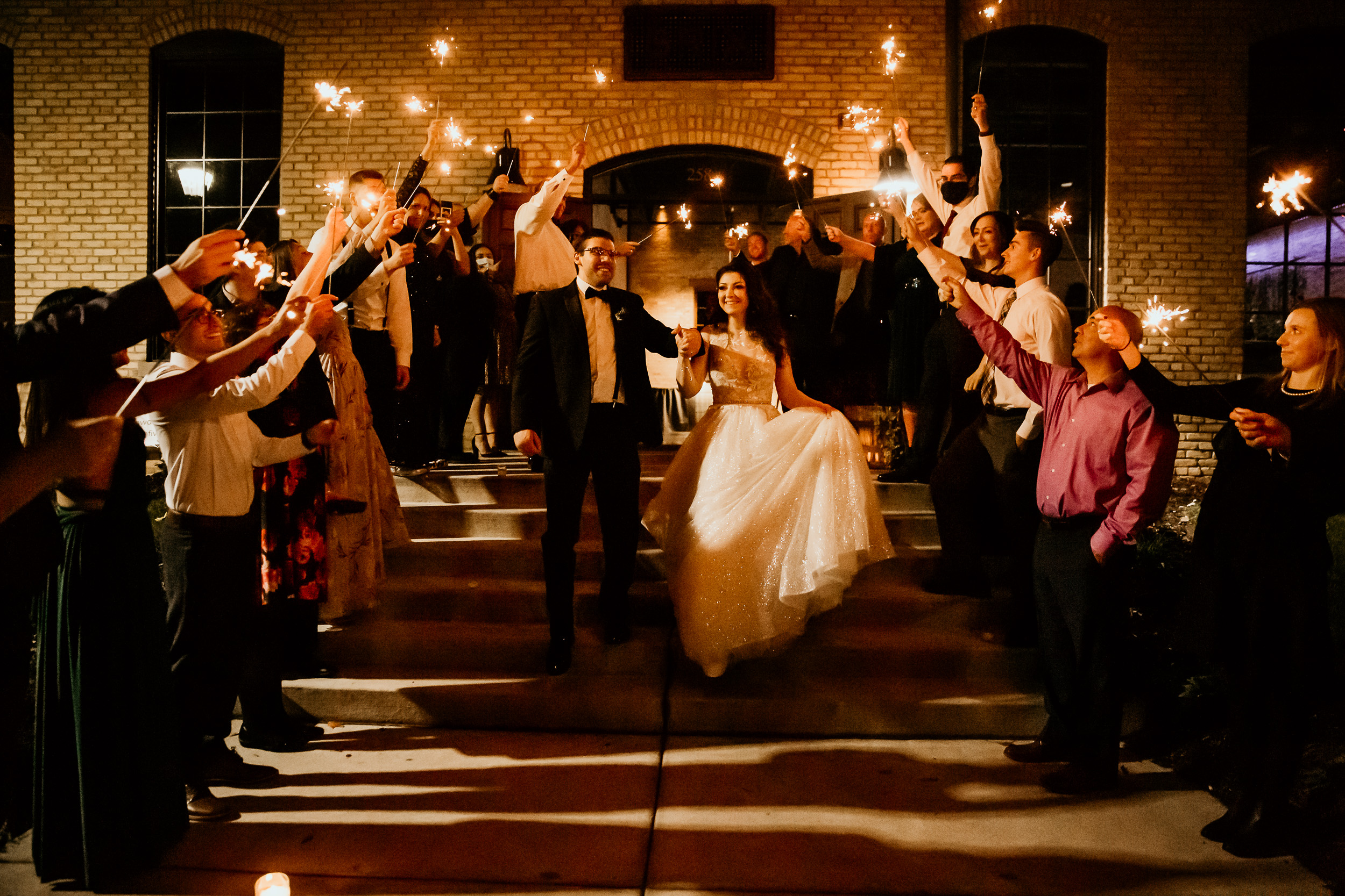 wedding sparkler send of for bride and groom